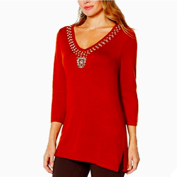 IMAN Global Touch of Class Cashmere Blend Sweater Size M - Picture 1 of 10